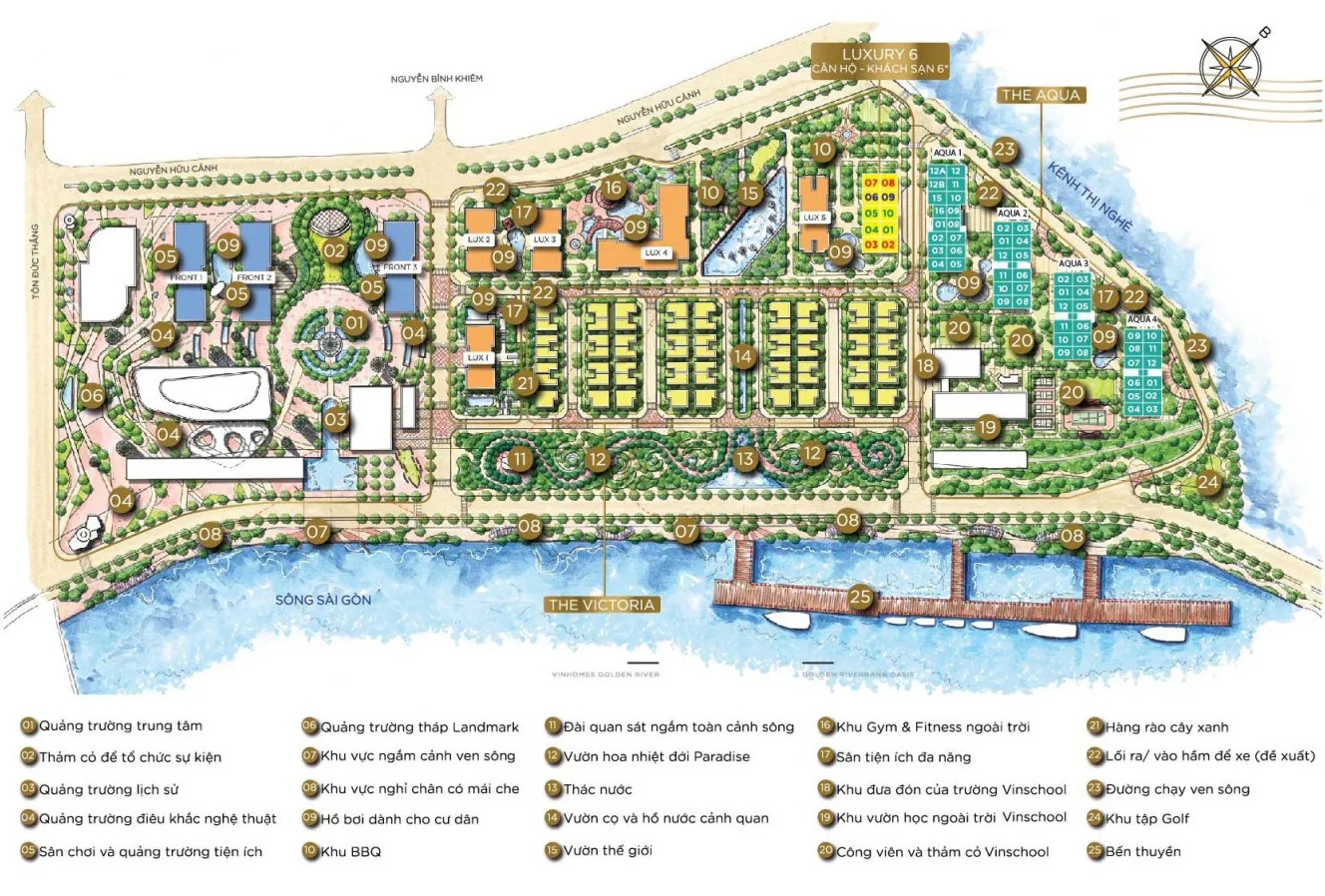 Mặt bằng tiện ích Vinhomes Golden River Bason